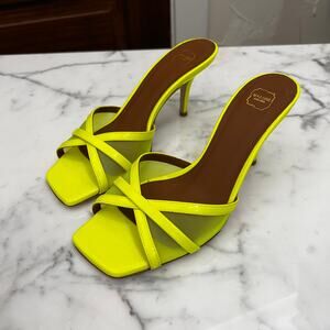 Malone Souliers Ladies Neon Yellow Perla 70 Mesh Heels Sz 36 US Sz 6 NWOB $725